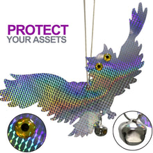 Load image into Gallery viewer, Garden Laser Reflective Fake Owl Supplies Hanging Reflective Owl Scarecrow Scares Bird Pigeons Woodpecker Repellent Birds